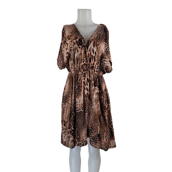 Torrid Vintage Tag Deep V Cheetah Print Above Knee Women's Dress 0/L/12 - Picture 1 of 9